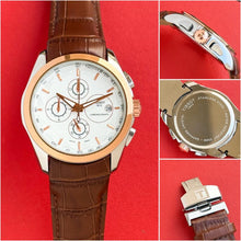 Tis**t Chronograph Watch with White Dial and Brown Leather Strap